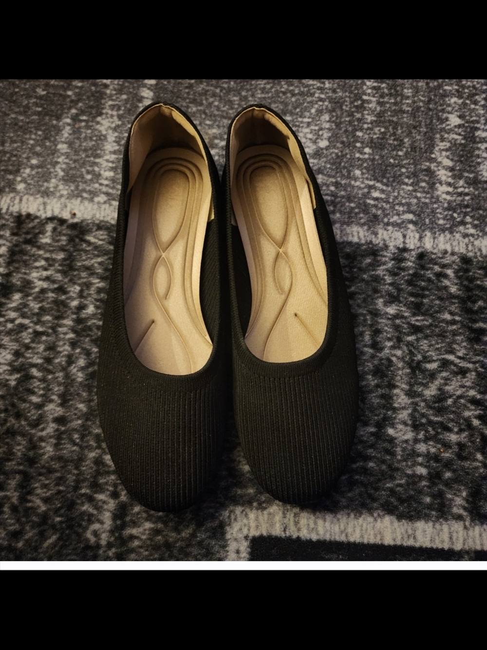 Source Unknown Black Knit Slip-On Ballet Flats